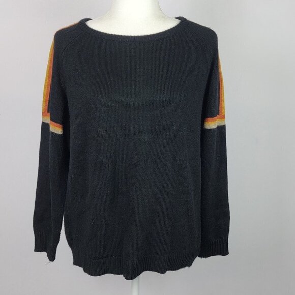 Don't  Ask Why Sweater Black Long Sleeve Boat Neck Pullover Acrylic Women's OS - Picture 1 of 9